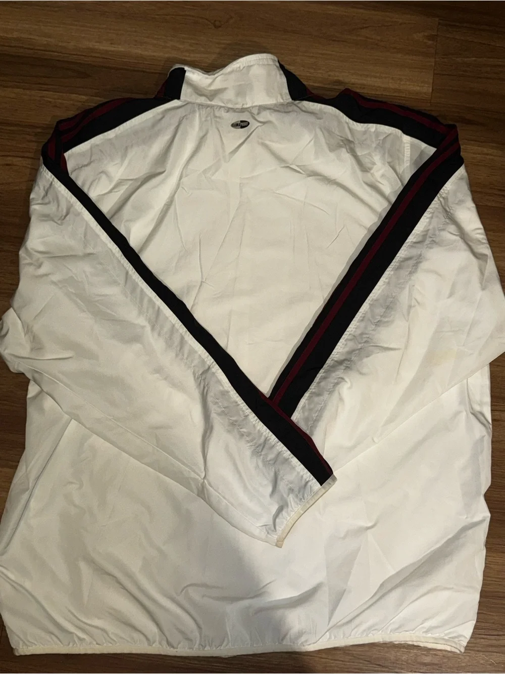 adidas White Windbreaker Jacket with Black & Red Stripe Detail